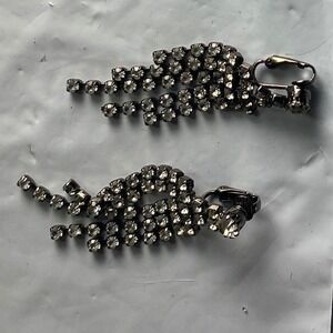 Sparkly Rhinestone‎ Fish Clip On Earrings Dangle Charm for Women